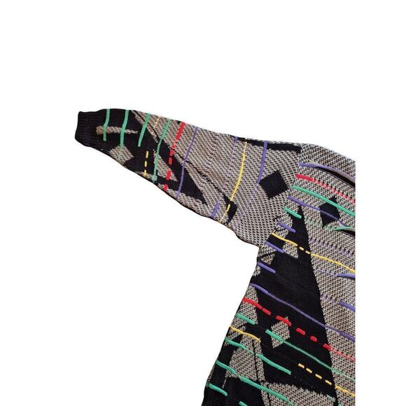 VTG Hilton Coogie Style  XL Acrylic Sweater Grey/Blk Cubist Face - Picture 8 of 11